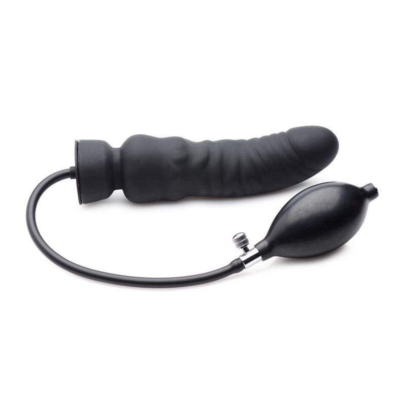 Dick Spand Inflatable Silicone Dildo (Black) – Up to 3.1" Dia Adjustable Shaft Dildo