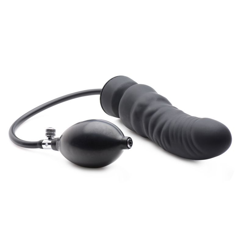 Dick Spand Inflatable Silicone Dildo (Black) – Up to 3.1" Dia Adjustable Shaft Dildo