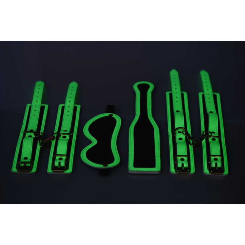 Kink In The Dark Glowing Bondage Set Fluorescent Green