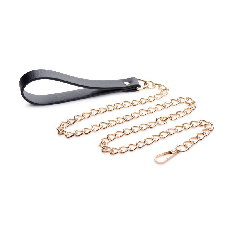 Leashed Lover Black and Gold Chain Leash Adult Bondage Accessory