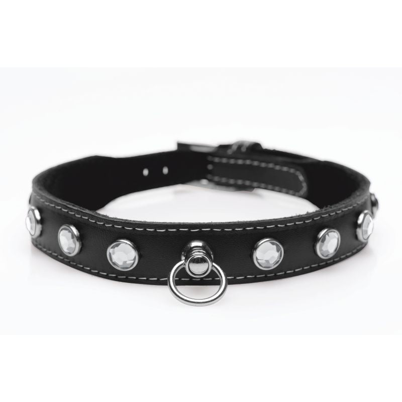 Bling Vixen Leather Choker with Clear Rhinestones