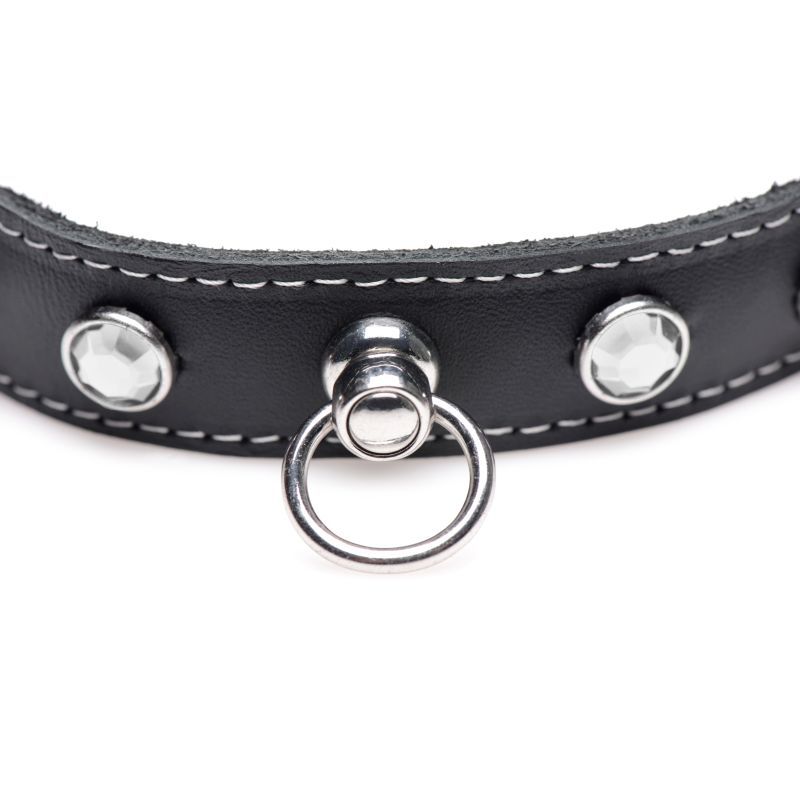 Bling Vixen Leather Choker with Clear Rhinestones