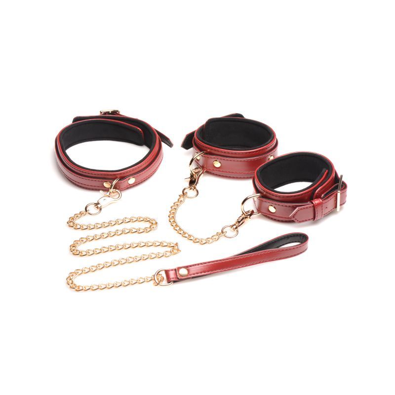 6 Piece Bondage Set – Vegan PU Leather Restraints and Cuffs Kit