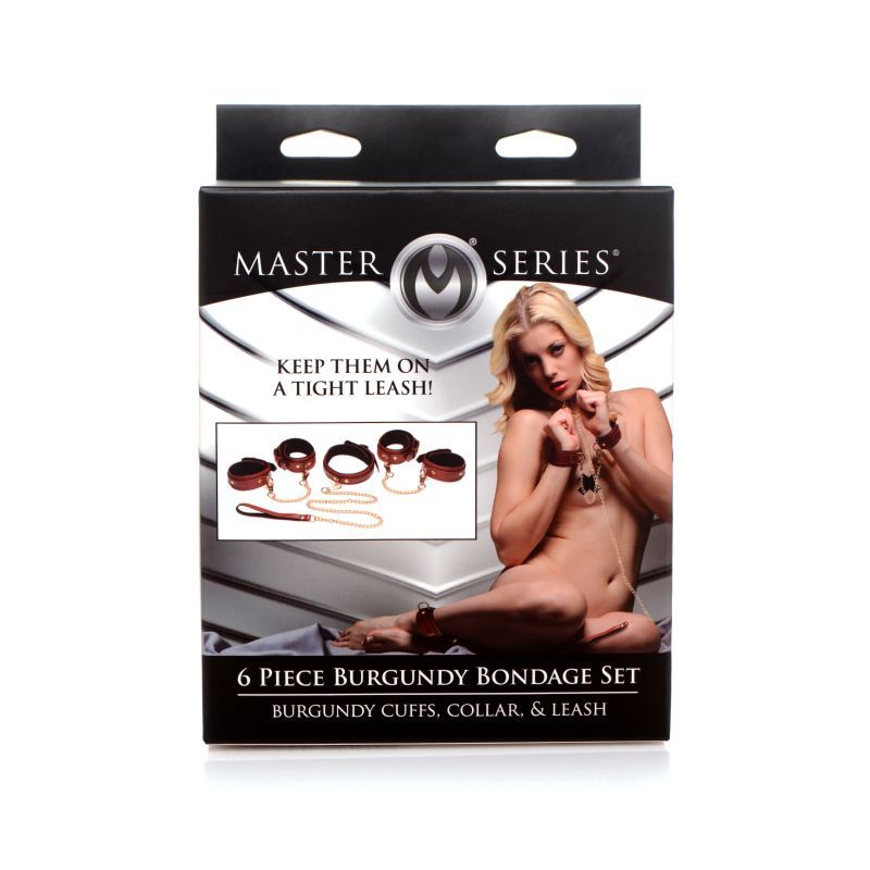 6 Piece Bondage Set – Vegan PU Leather Restraints and Cuffs Kit
