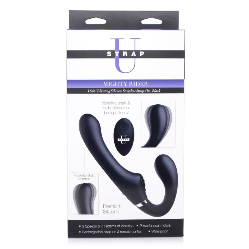 Mighty Rider 10X Strapless Strap-On Black with Remote Control