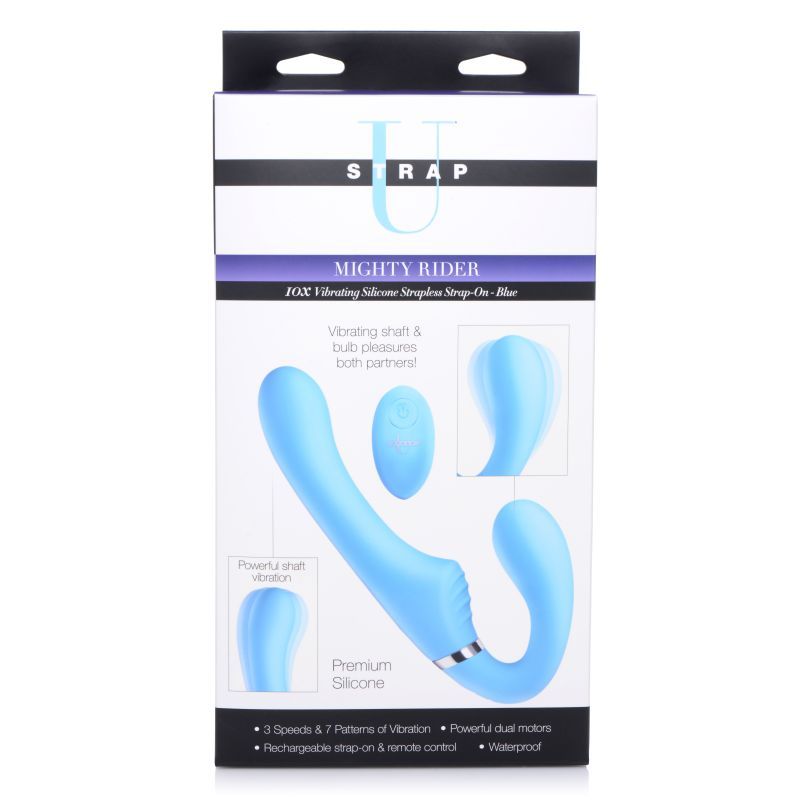 Mighty Rider 10X Strapless Strap-On Blue with Remote Control