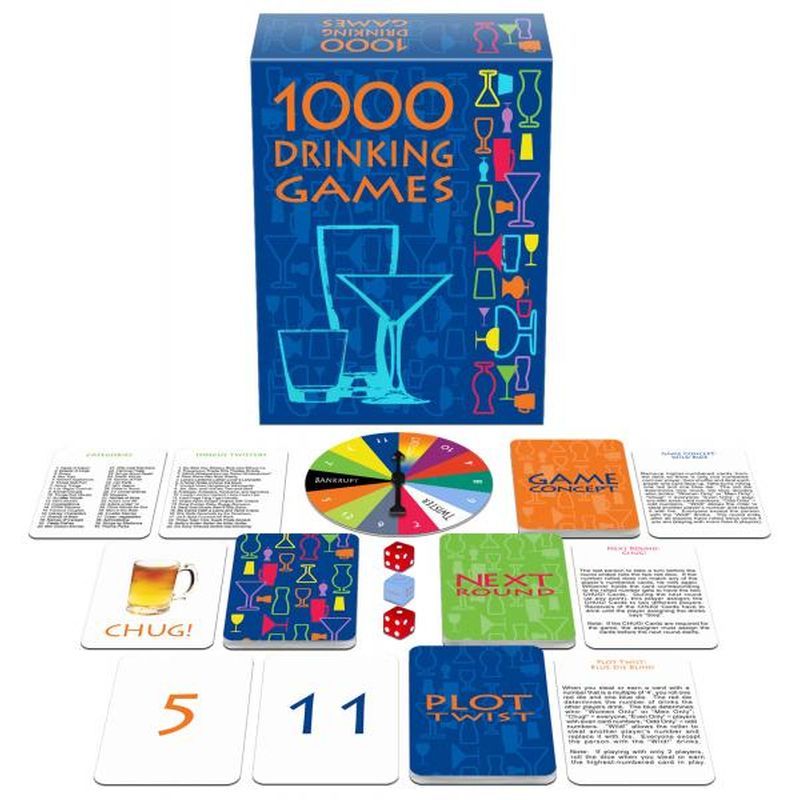 Adult 1000 Drinking Games – Party Game Set with Cards and Dice