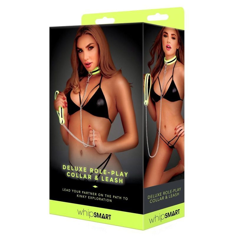 Whip Smart Glow In The Dark Deluxe Collar and Leash Set