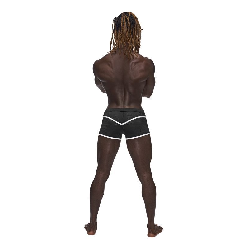Male Power Sport Mesh Mini Shorts Black Breathable Athletic Mesh