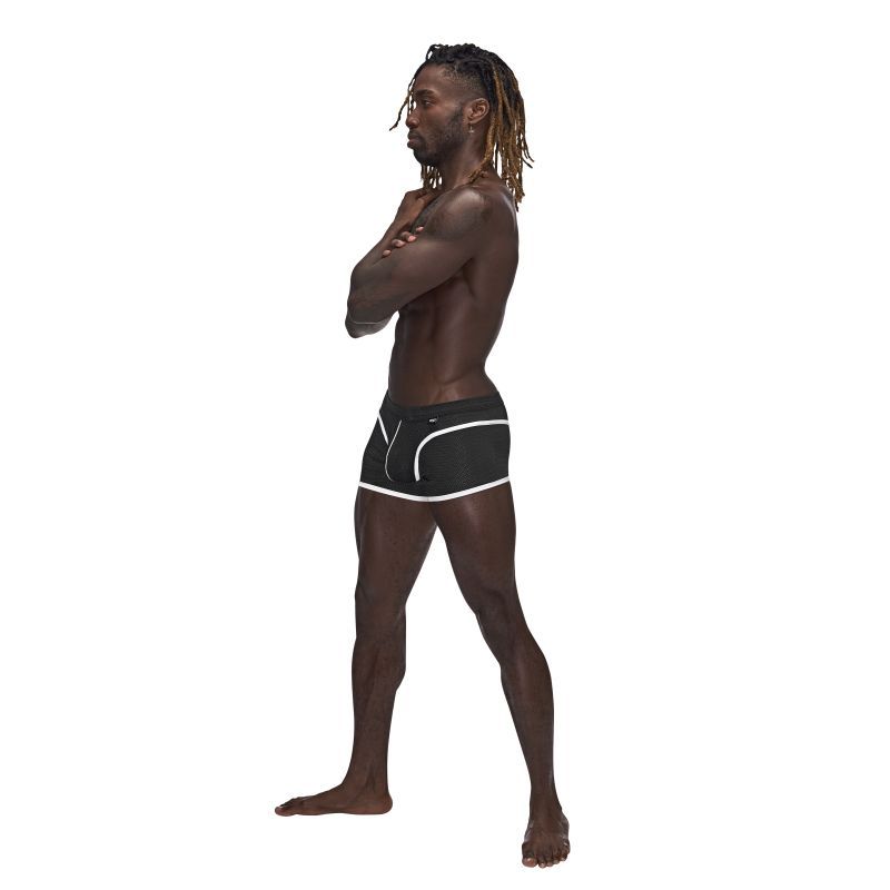 Male Power Sport Mesh Mini Shorts Black Breathable Athletic Mesh