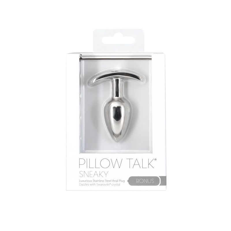 Pillow Talk Sneaky Stainless Steel Anal Plug 2.6 Inch w Swarovski Crystal