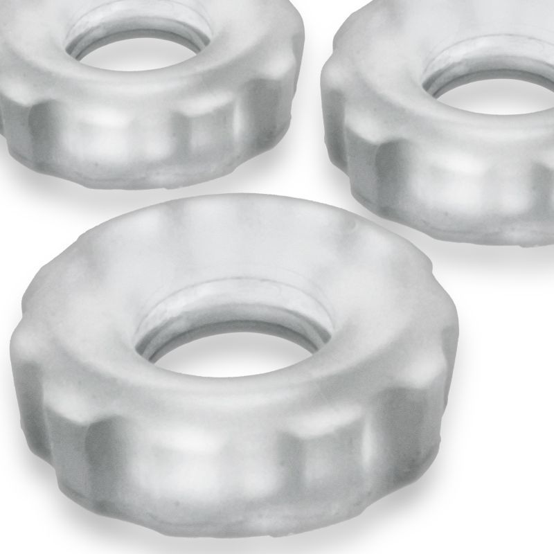 Super Hunkyjunk Three Piece Cockrings Clear Ice