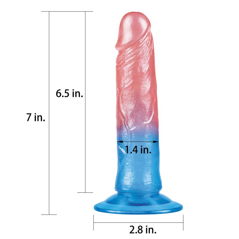 Dazzle Studs Dildo 7 Inch Pink and Blue Vibrant Pleasure Toy