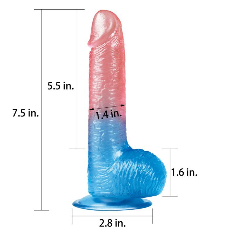 Dazzle Studs Realistic Dildo 7.5 Inch Pink and Blue