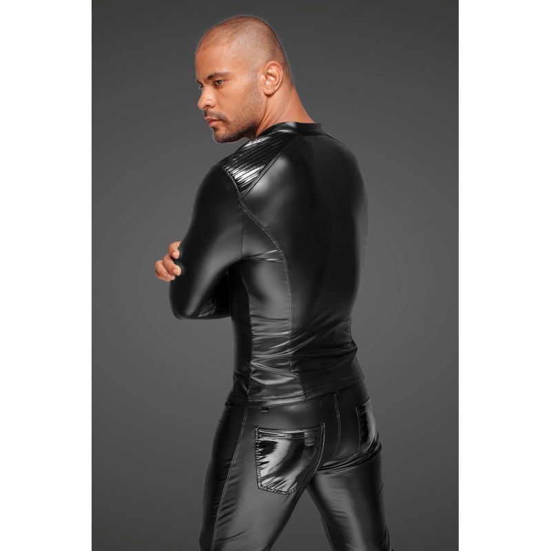 Power Wetlook Mens Jacket with Pleated PVC Epaulets