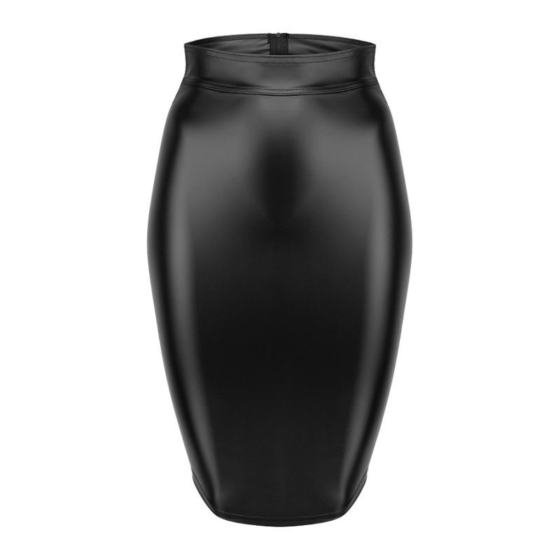 Power Wetlook Pencil Skirt with Long Zipper