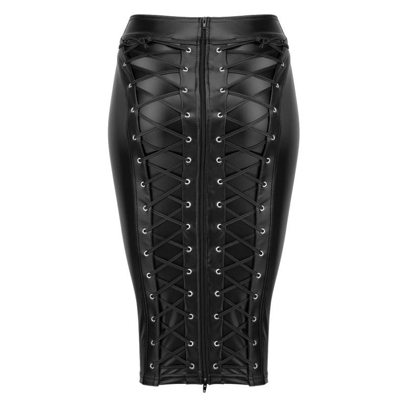 Power Wetlook Pencil Skirt with Long Zipper