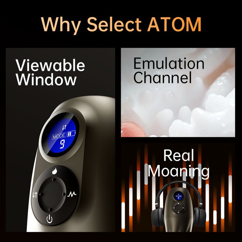 Atom Electronic Masturbator with Heating and Vibration Modes