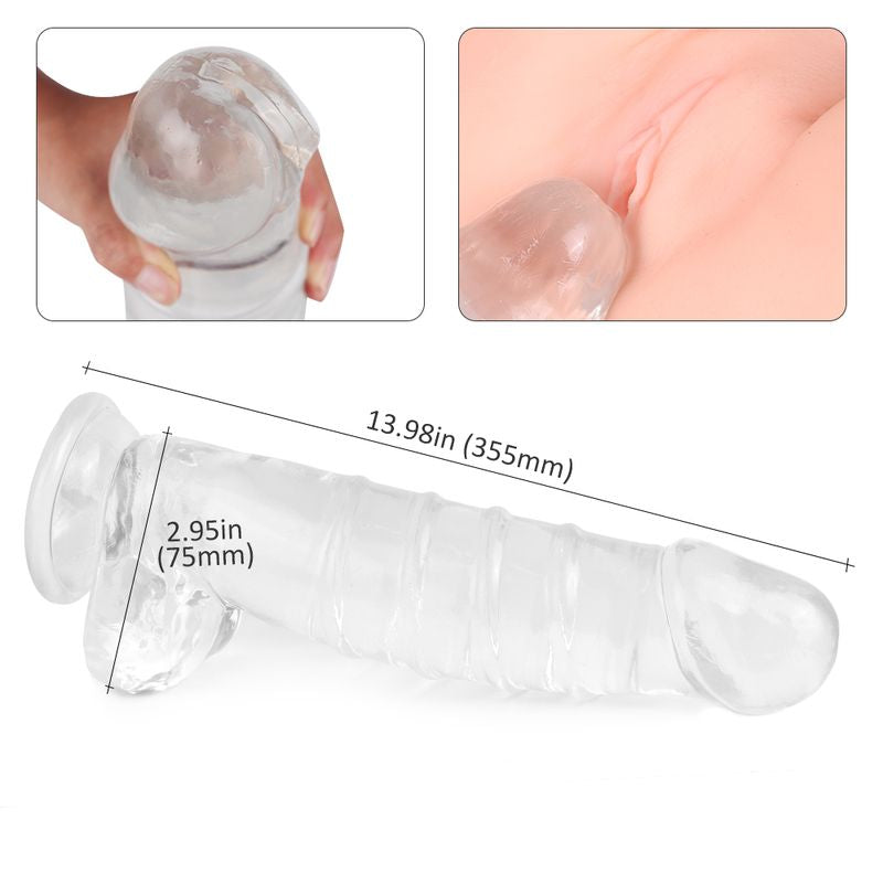 Denny Dong Clear XXL (40cm Length, 14cm Diameter) – Large Realistic Dildo with Suction Cup