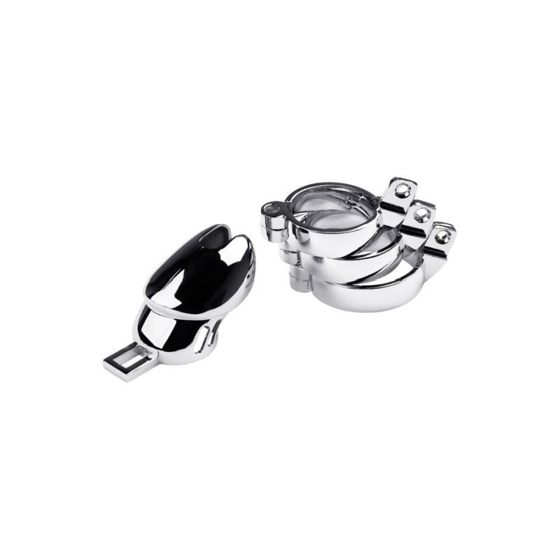 Silver Metal Chastity Cage Adjustable for Enhanced Dominance and Surrender