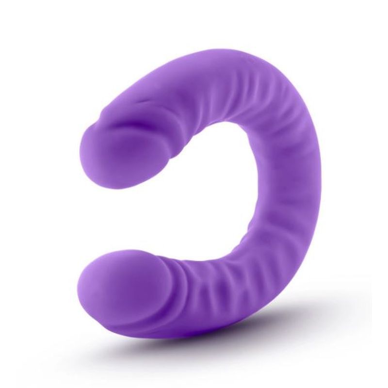 Ruse Silicone Slim 18in Purple Double Dong Dildo 1.5in Wide