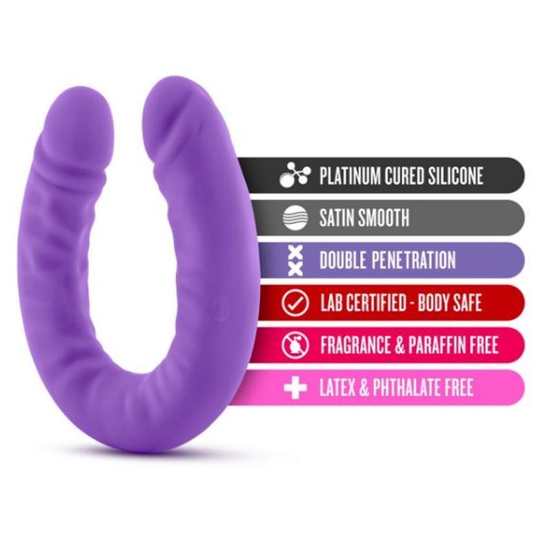 Ruse Silicone Slim 18in Purple Double Dong Dildo 1.5in Wide