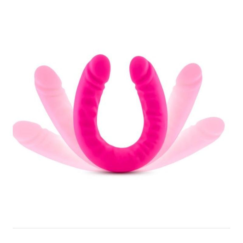 Ruse Silicone Slim 18in Hot Pink Double Dong 1.5in Wide