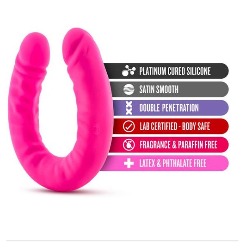Ruse Silicone Slim 18in Hot Pink Double Dong 1.5in Wide