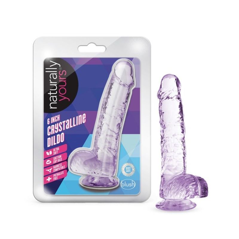 Naturally Yours Crystaline Amethyst – 6 Inch Suction Cup Dildo