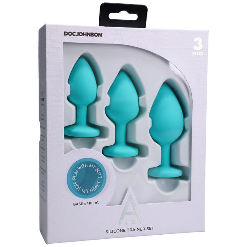 Play With My Butt Not My Heart Silicone Anal Trainer Set 3 Pc Teal