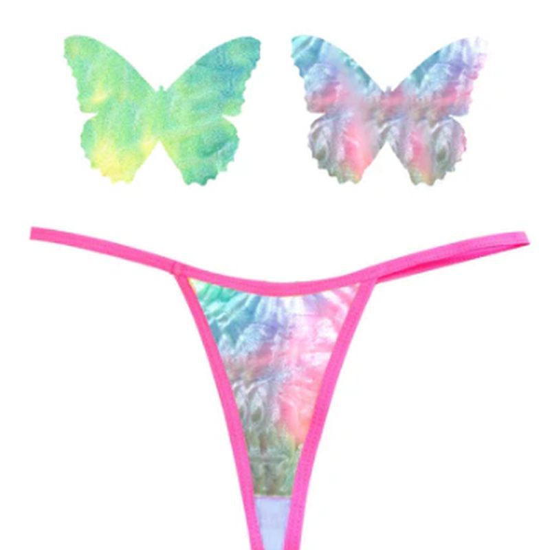 Rainbow Sherbet Tie Dye Butterfly Pastie and Panty Set