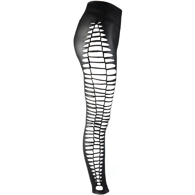 Stretch Wetlook Leggings with Cut Out Sides in Black Lingerie