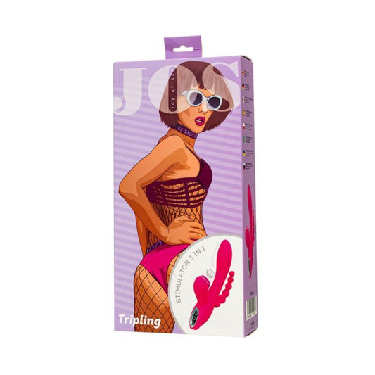 JOS Tripling Triple Stimulator – Waterproof Silicone Vibrator with Anal Beads and USB Rechargeable