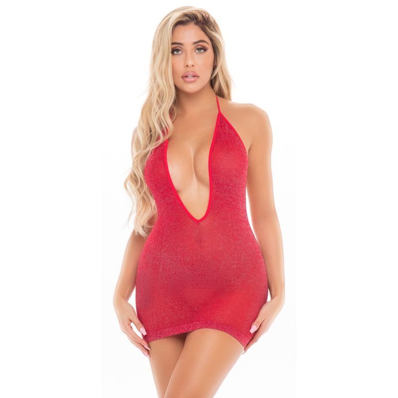 Love Bite Plunge Halter Dress – Sheer Lingerie Dress