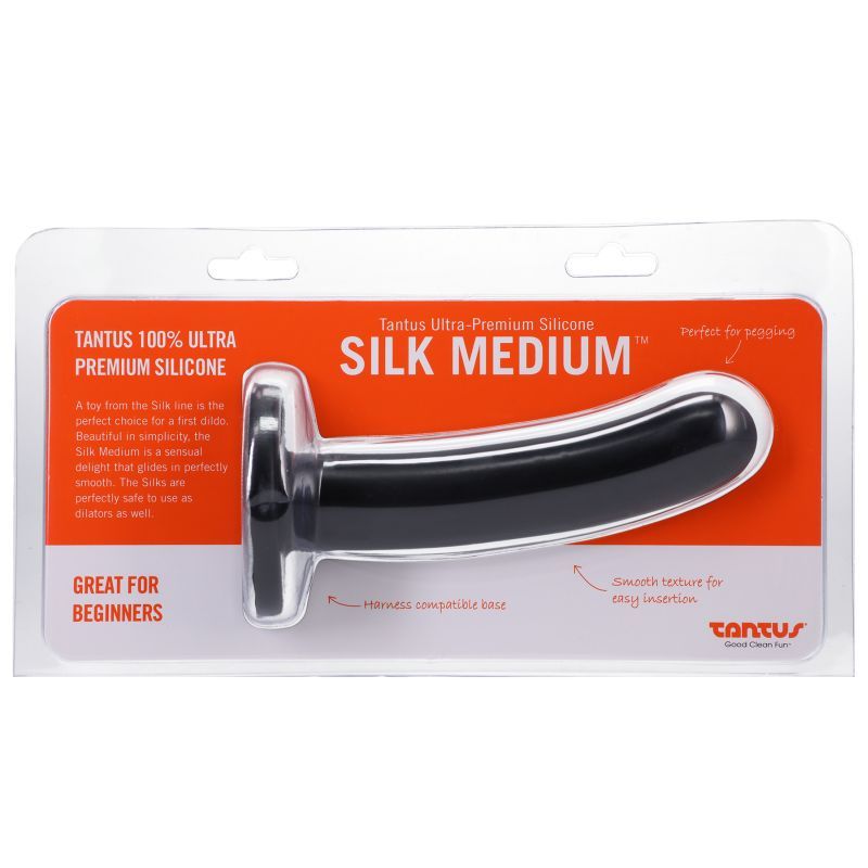 Silk Dildo Medium Onyx - Safe Silicone
