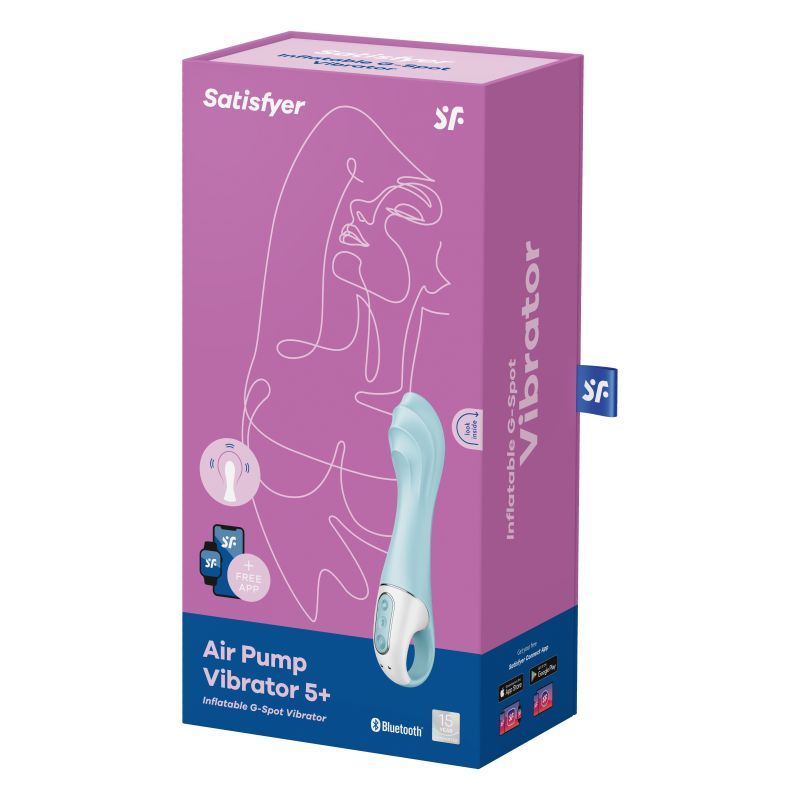 Satisfyer Air Pump Vibrator 5+ Blue 15mm Inflatable Shaft