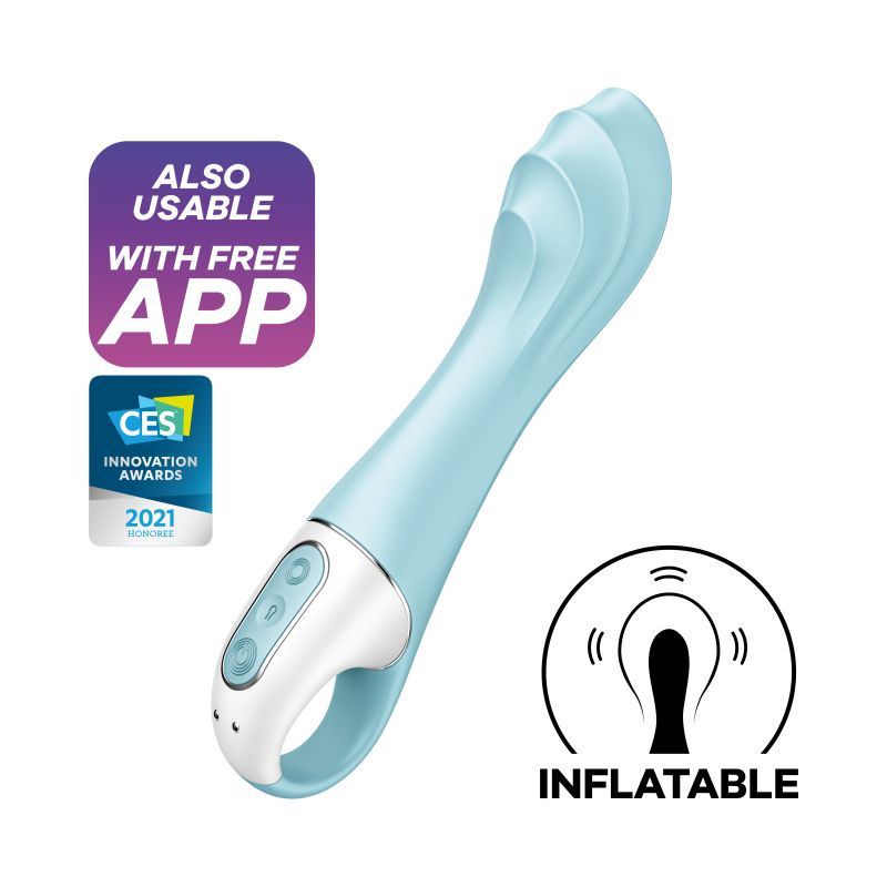 Satisfyer Air Pump Vibrator 5+ Blue 15mm Inflatable Shaft