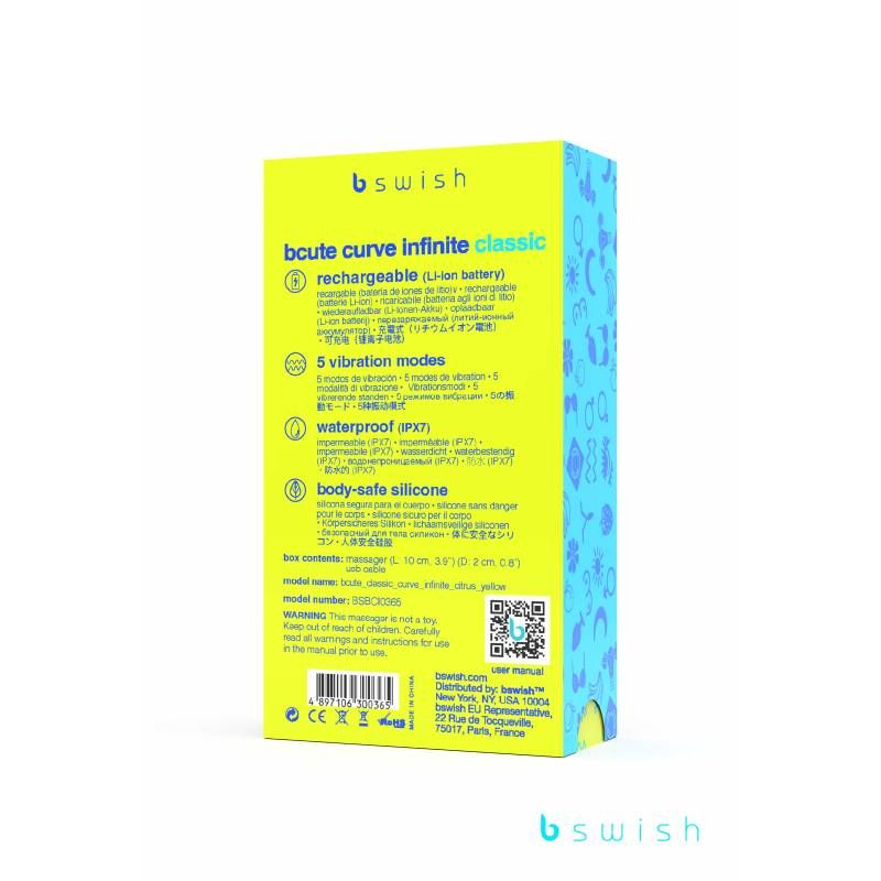 Bcute Curve Infinite Classic Citrus Yellow Waterproof Vibrator