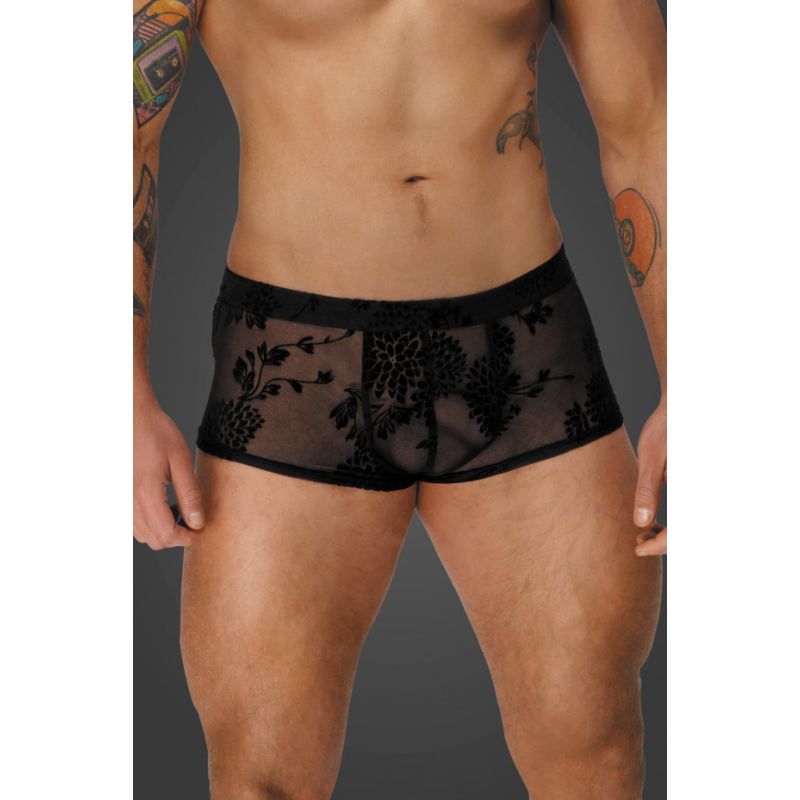 Men's Flock Embroidery Booty Shorts Sexy Adult Intimacy Wear
