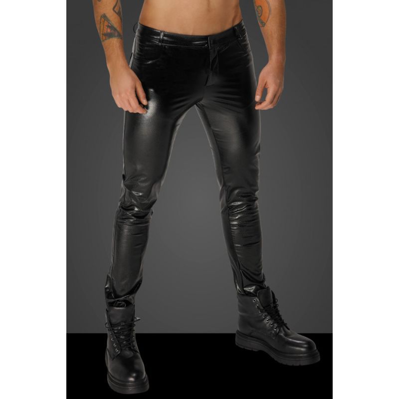 Snake Wetlook Long Pants for Men with Back Pockets