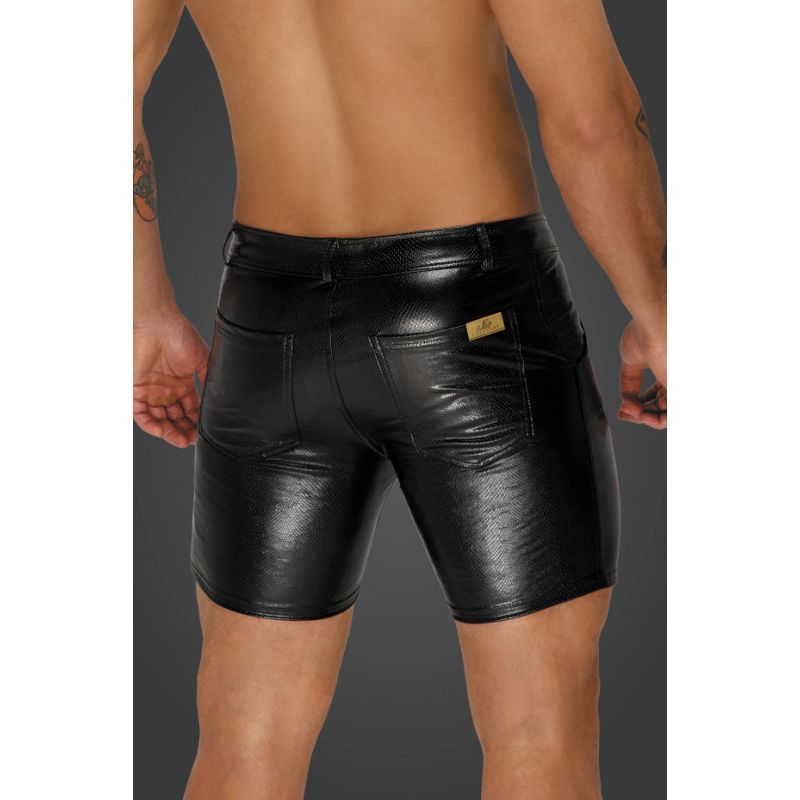 Snake Wetlook Mid-Length Shorts with Back Pockets for Men