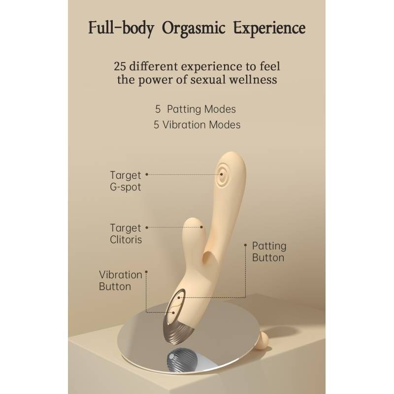 Pada Rabbit and G-Spot Pulsing Vibrator White 21.6cm
