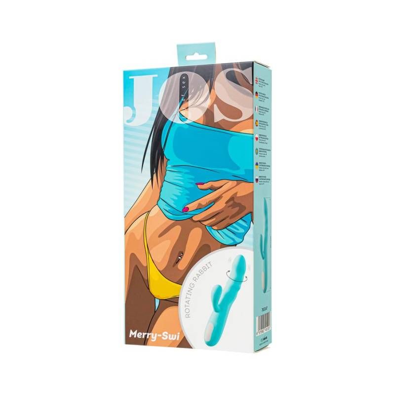 JOS Merry Swirl Rotating Shaft Rabbit Vibrator Blue 20.7cm
