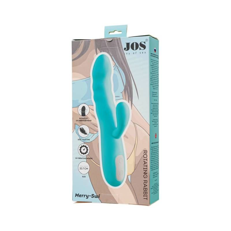 JOS Merry Swirl Rotating Shaft Rabbit Vibrator Blue 20.7cm