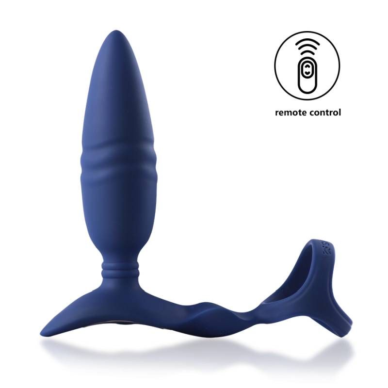 Ring and Rear Dual Thrusting Anal Probe with Cockring and Remote