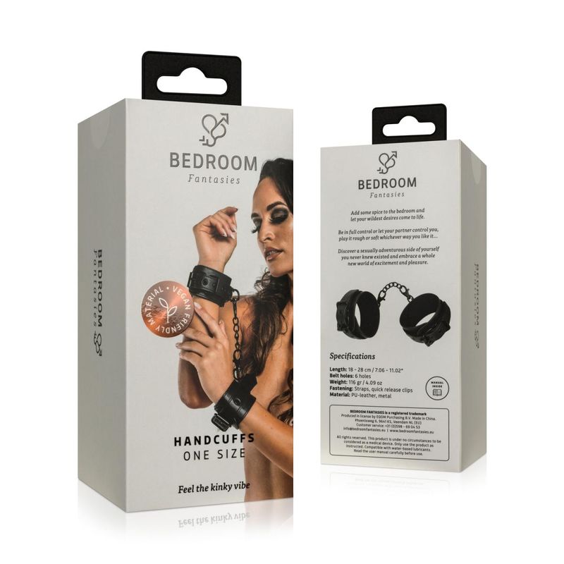 Faux Leather Handcuffs in Black