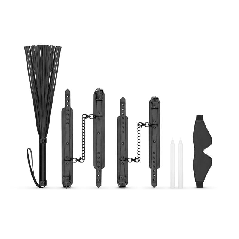 Kinky Bondage Set 5 Piece in Black Faux Leather