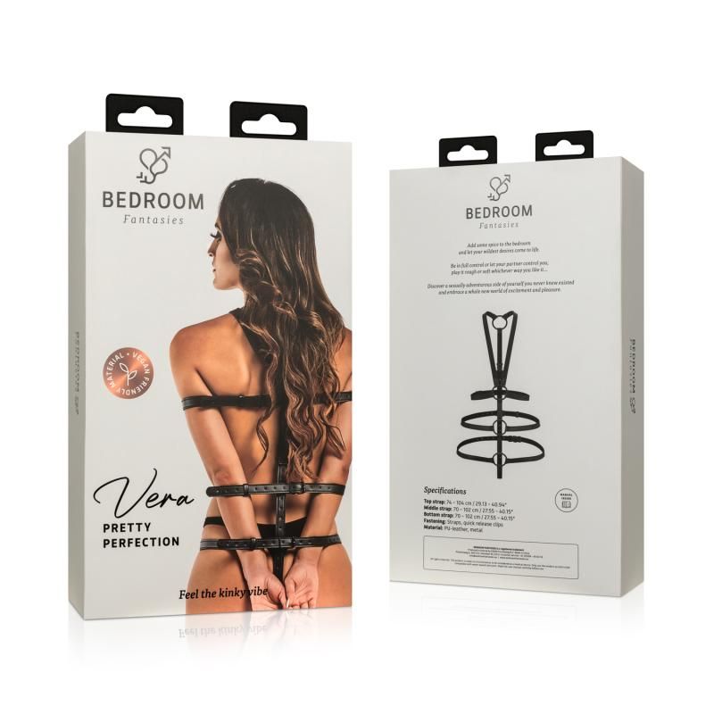 Vera Bondage Harness in Black Faux Leather for Intimate Experiences