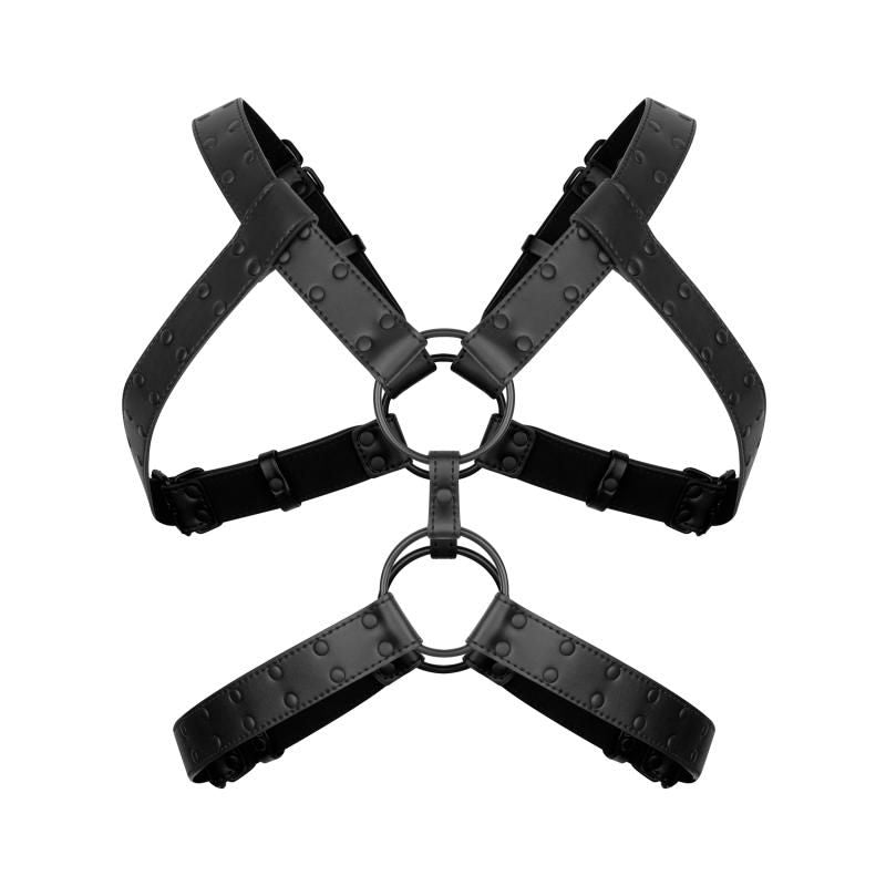 Rocco Bondage Harness Black Adjustable Faux Leather for Men