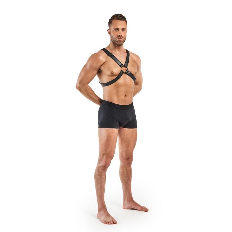 Lionel Bondage Harness in Black Faux Leather